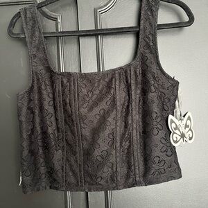 Black Lace Sleeveless Top